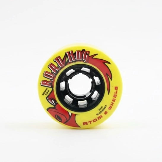 Atom 'Road Hog' branding quad skating wheel on a white background