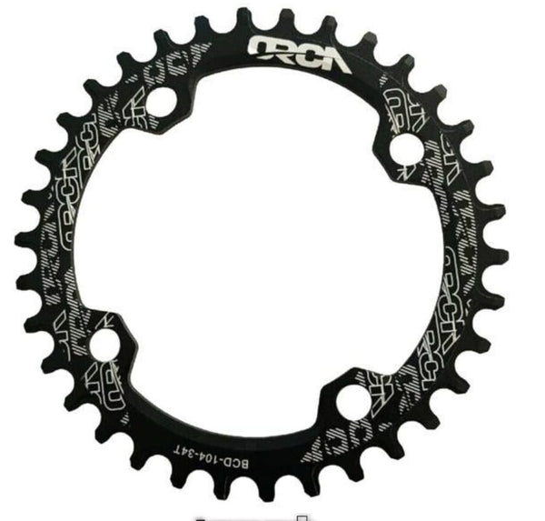 Orca 104BCD MTB Bicycle Chain Ring  black full view