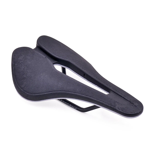 Angle view of Eclips saddle Black bicycle saddle on a white background