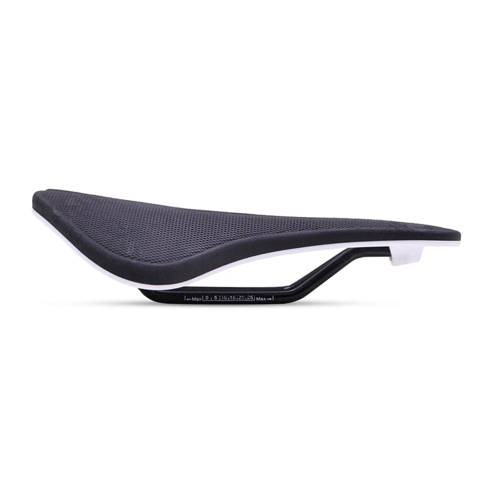 side view of Eclipse Black bicycle saddle on a white background
