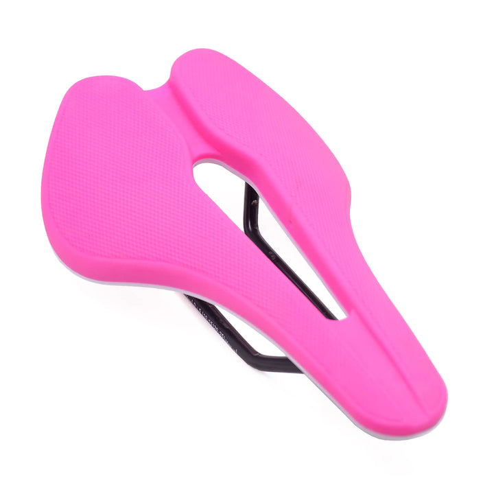 Angle view of Pink Eclipse bicycle saddle on a white background