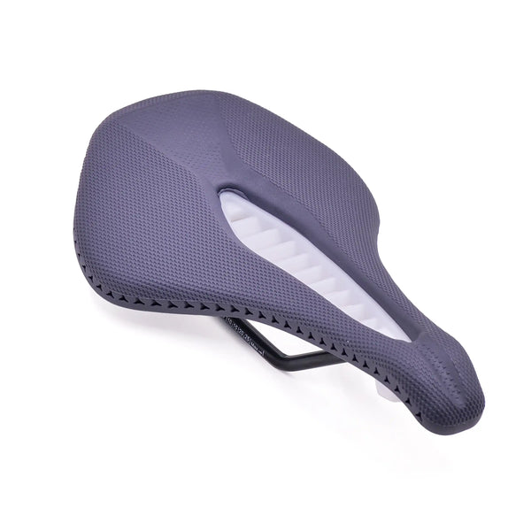 angle view of Stratos bicycle saddle on a white background 