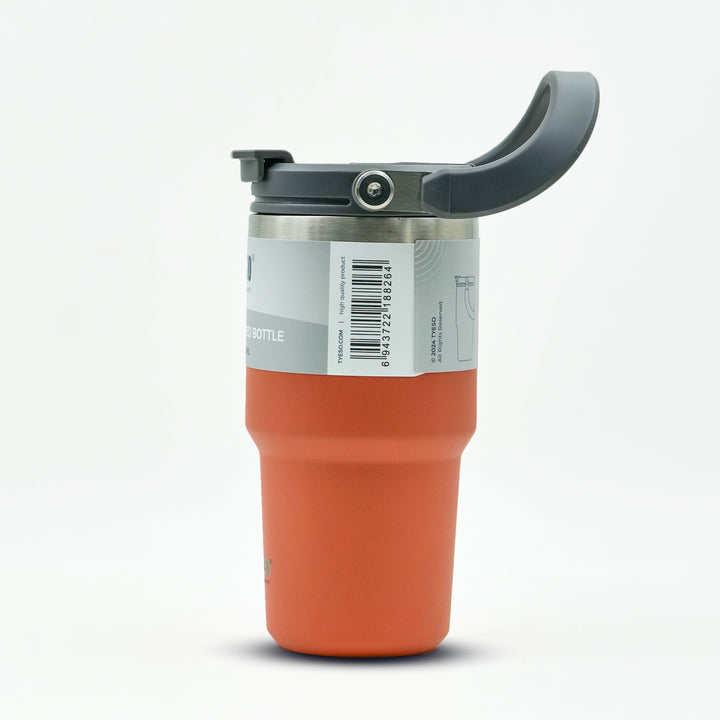 Tyeso Vacuum Insulated tumpler 600 ml orange side view