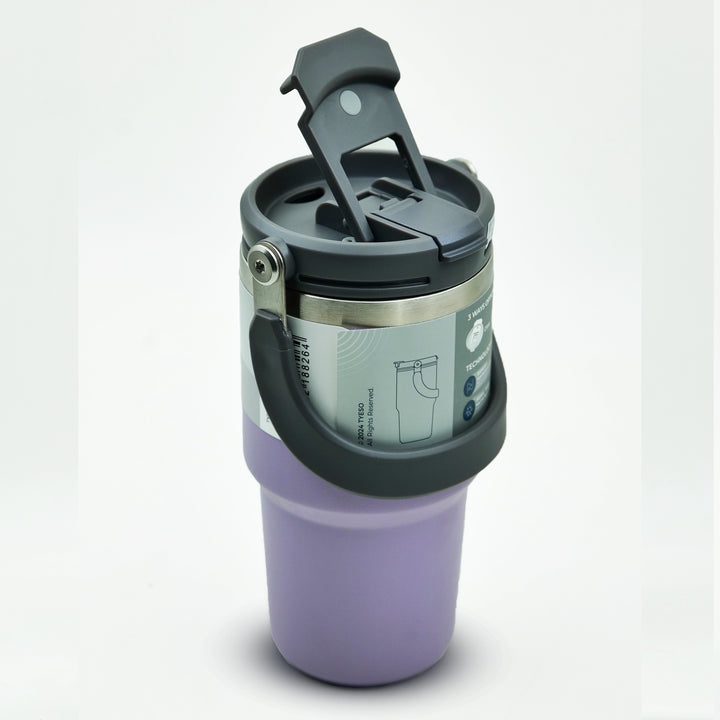 Tyeso Vacuum-Insulated tumpler 600 ml purple open view