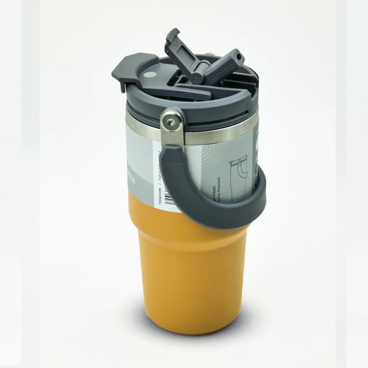 Tyeso Vacuum-Insulated tumpler 600 ml yellow nozzle view