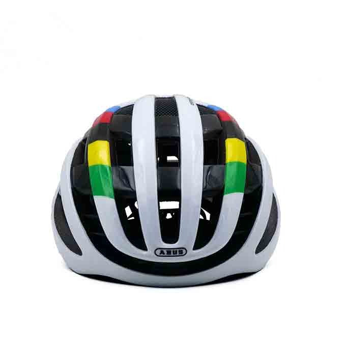 abus airbreaker cycling helmet black white front view