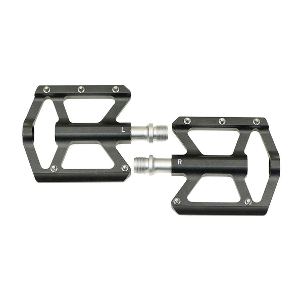 XUHUA - 82mm width 9/16"thread for MTB,ROAD, Bicycle Pedals Pair of black bicycle pedals frontview on a white background
