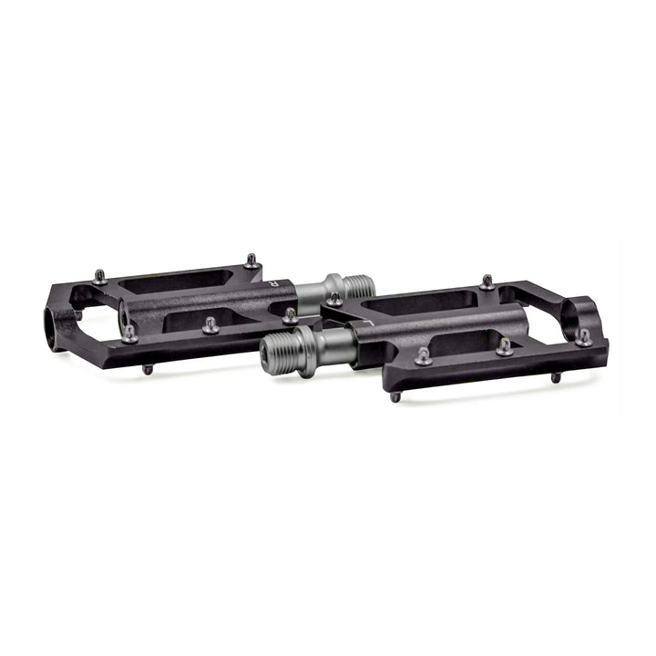 XUHUA - 82mm width 9/16"thread for MTB,ROAD, Bicycle Pedals Pair of black bicycle pedals angleview on a white background