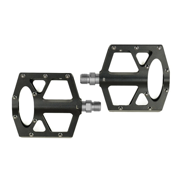 XUHUA - 93mm width 9/16"thread for MTB,ROAD, Bicycle Pedals Pair of black bicycle pedals frontview on a white background