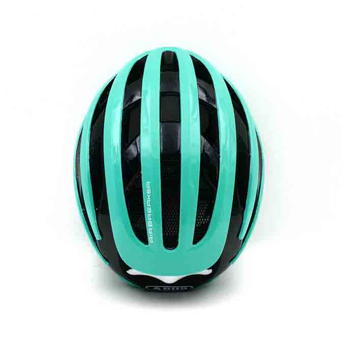 abus airbreaker cycling helmet turquoise blue top view