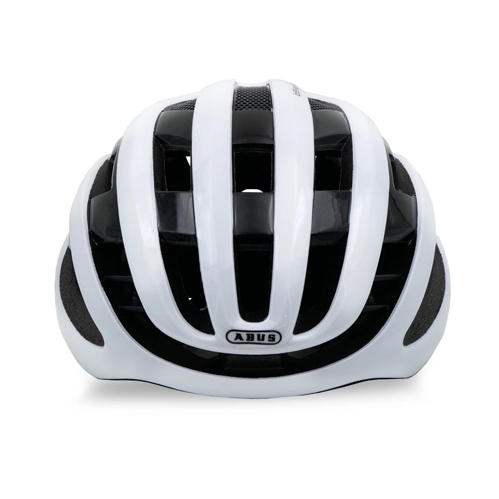 abus airbreaker cycling helmet black white front side view