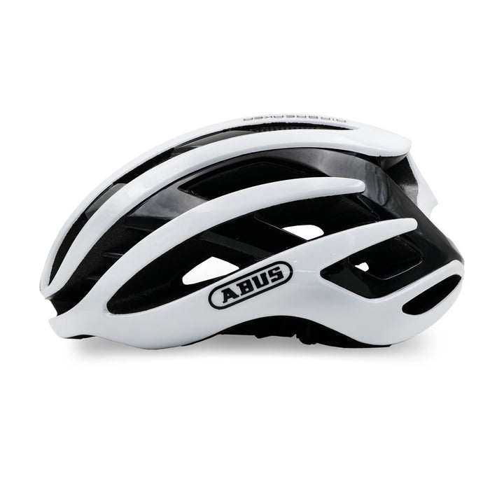 abus airbreaker cycling helmet white black left side side view