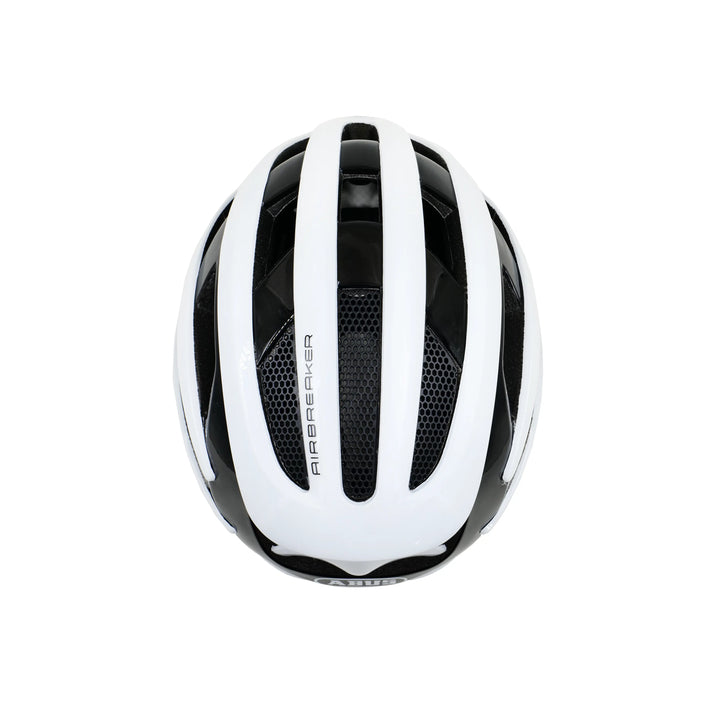 abus airbreaker cycling helmet black white  top side view