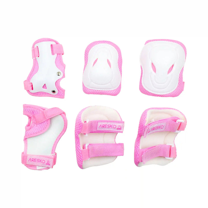 ARESKO 6 IN 1 Protective knee pads elbow ans hand pads white pink