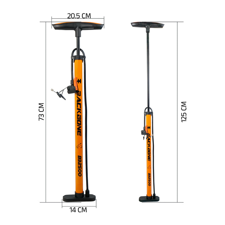 Backbone BB2500 Bicycle Air Pump 
orange meassurement