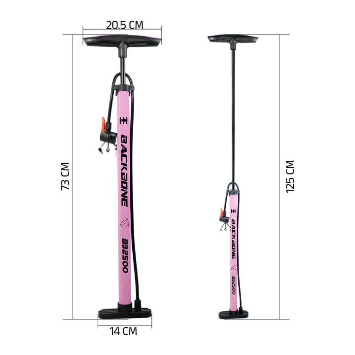 Backbone BB2500 Bicycle Air Pump pink meassurement
