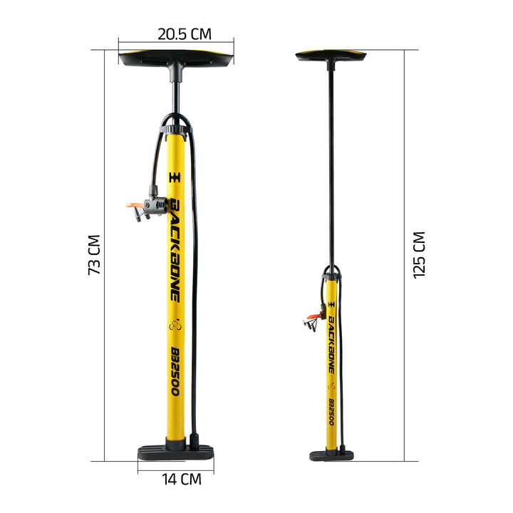 Backbone BB2500 Bicycle Air Pump yellow meassurment