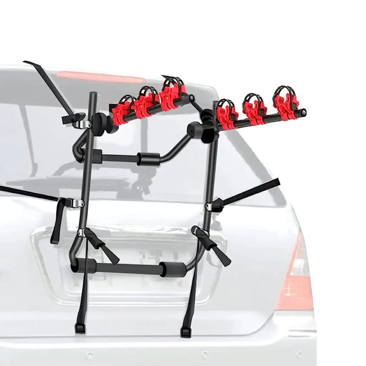 Backbone Bicycle Car Rack Black/Red cycling with outdoor view