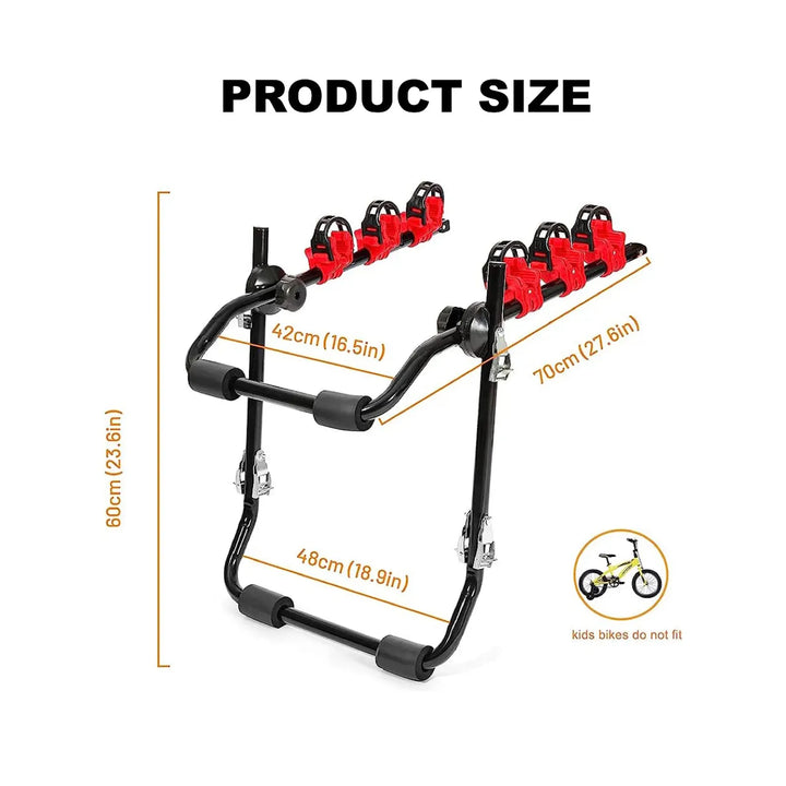 Backbone Bicycle Car Rack Black/Red product size chart view