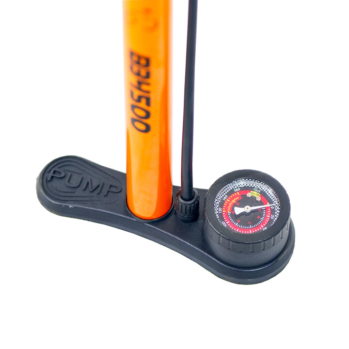 Backbone BB4500 Bicycle Floor Pump orange pressure guage view
