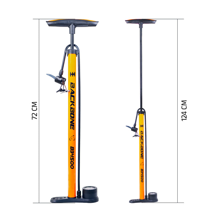 Backbone BB4500 Bicycle Floor Pump orange meassurement view
