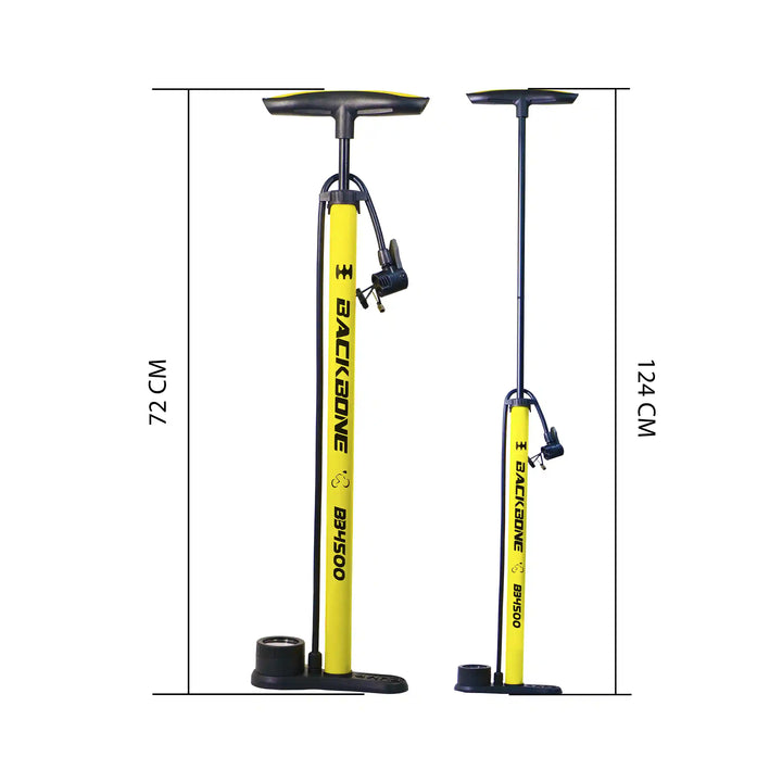 Backbone BB4500 Bicycle Floor Pump yellow meassurement
