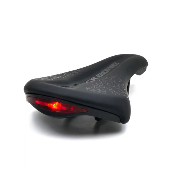 Backbone Memory Foam Saddle With Built in Tail Light black light side view