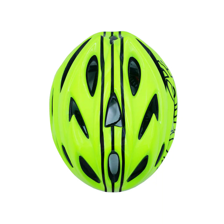 backbone force cycling helmet lime green top view