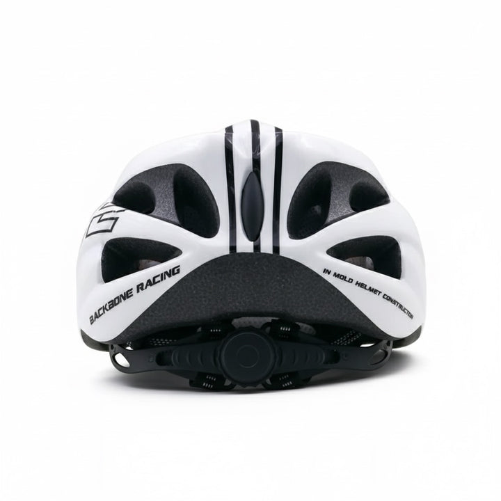 backbone force white cycling helmet a back view in a white background