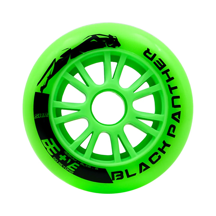 Green wheel with 'Black Panther' branding on a white background