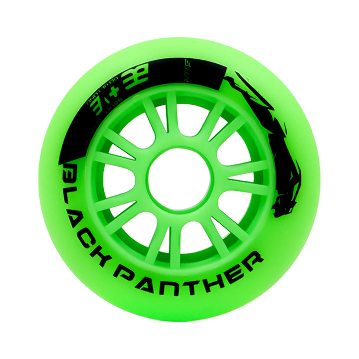 Green wheel with 'Black Panther' branding on a white background