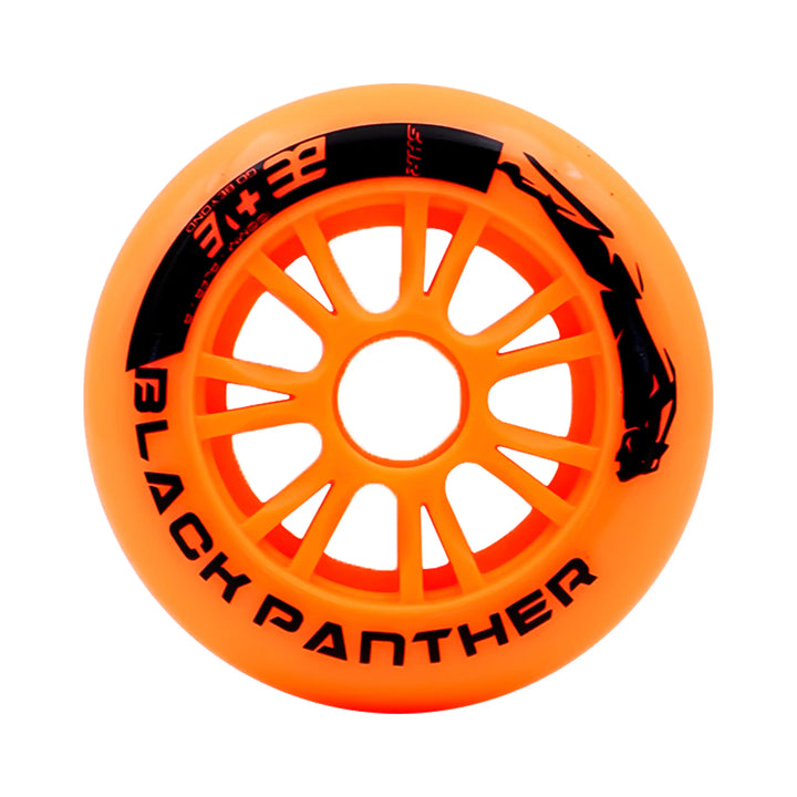 Orange wheel with 'Black Panther' branding on a white background