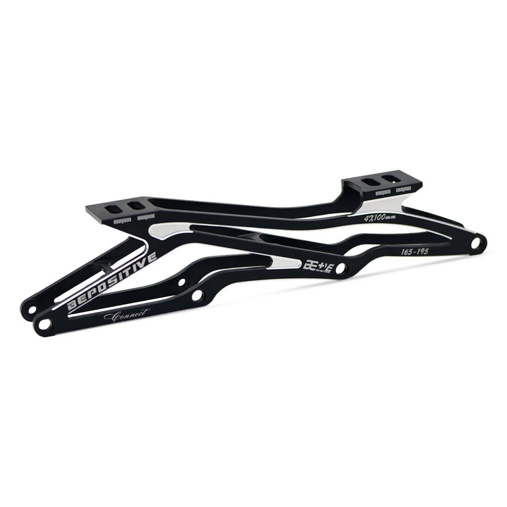 Black metal airplane wing structure on a white background