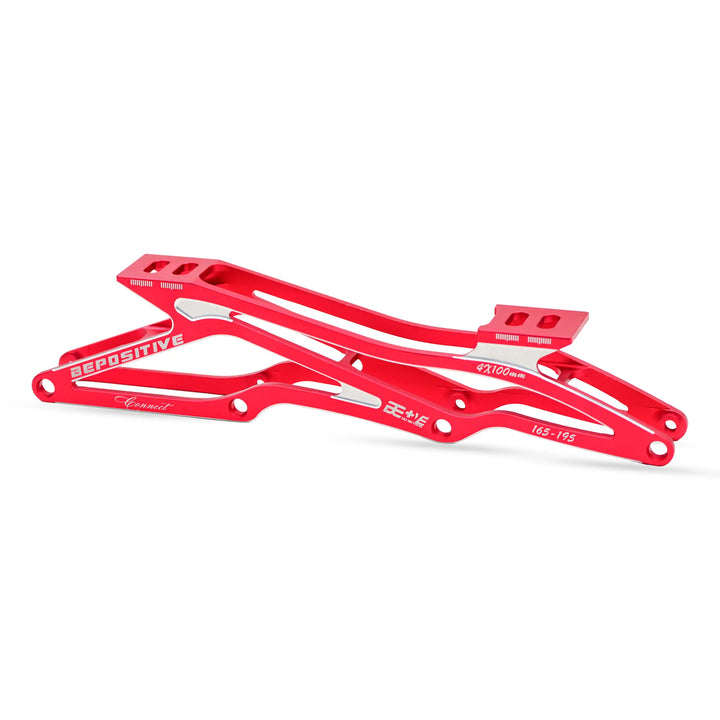 Red metal frame with branding on a white background