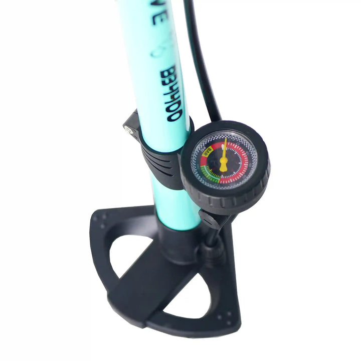 BePositive BB4400 Bicycle Floor Pump with Gauge blue guage view
