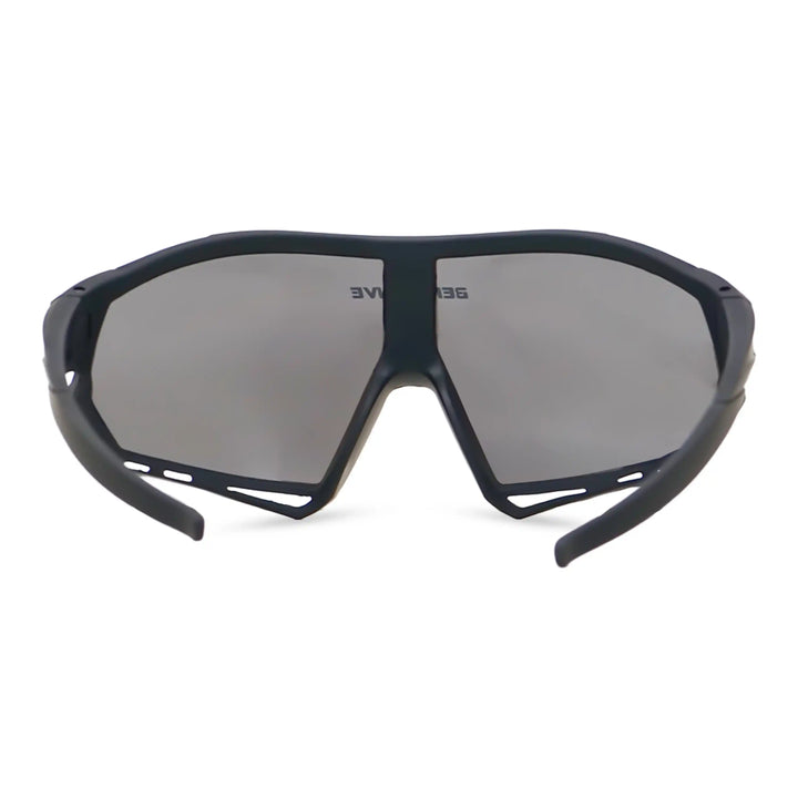 Black sunglasses with gray lenses on a white background