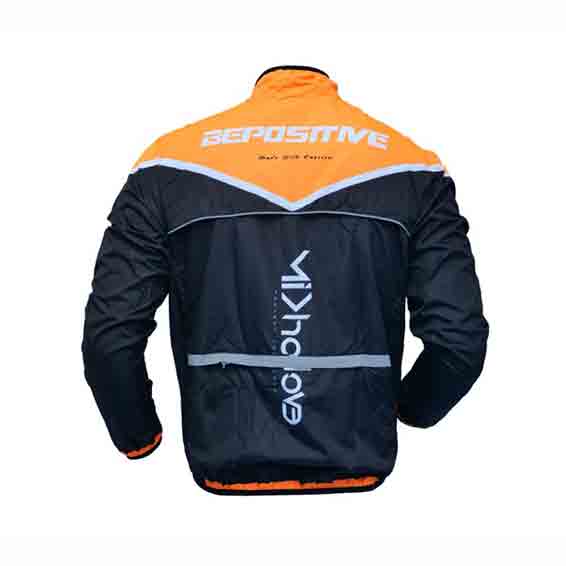 bepositive sports jacket black/orange back view