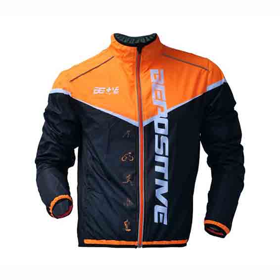 bepositive sports jacket black/orange front view