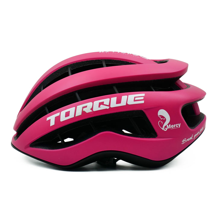 torque cycling helmet pink left side view