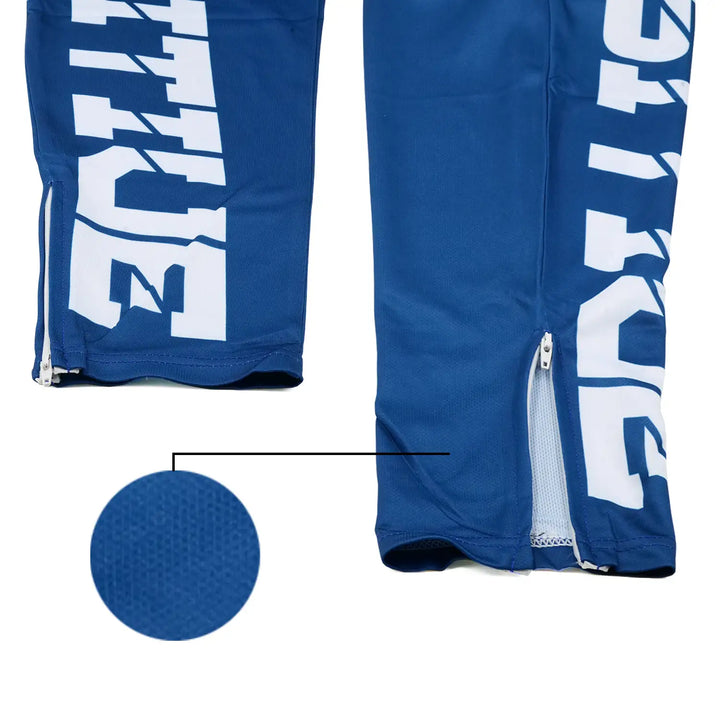 bepositive trackpants blue meterial closeup