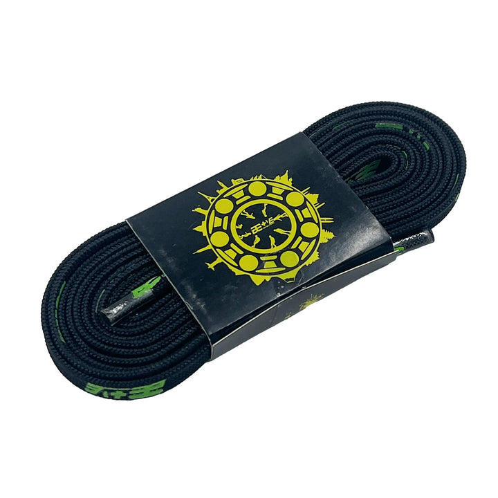 bepositive wax laces green and black side  view