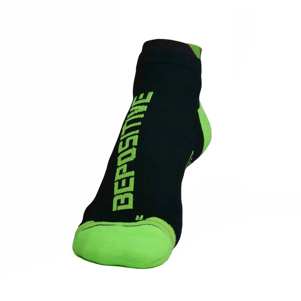 Bepositive Sports Ankle Socks black green front view