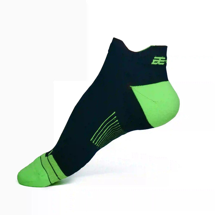 Bepositive Sports Ankle Socks black green left side view