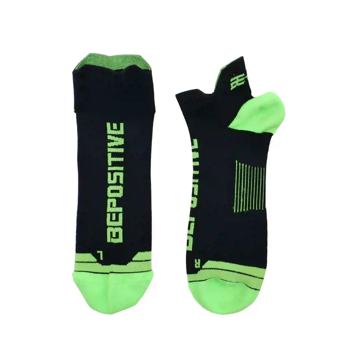 Bepositive Sports Ankle Socks black green twopiece view