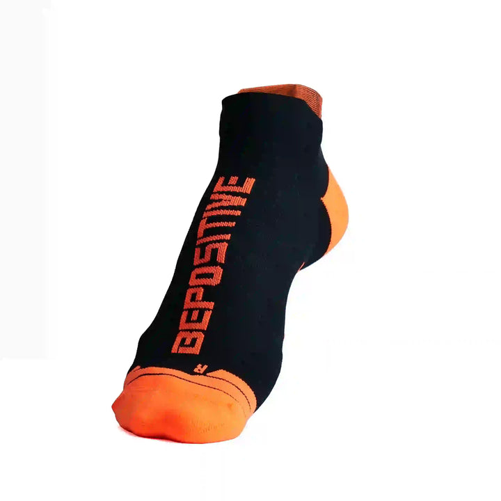 Bepositive Sports Ankle Socks orange black front view