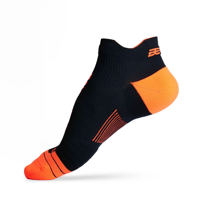 Bepositive Sports Ankle Socks orange black left side view