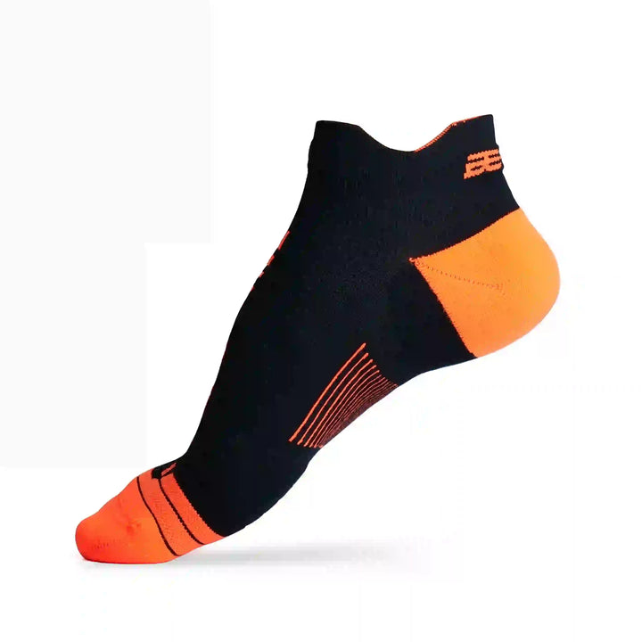 Bepositive Sports Ankle Socks orange black left ide view