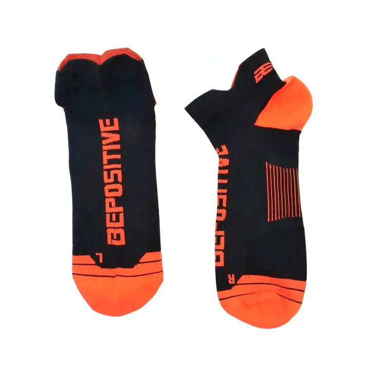 Bepositive Sports Ankle Socks orange black twopiece view