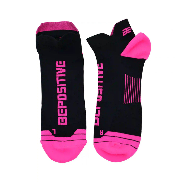 Bepositive Sports Ankle Socks pink black twopiece view