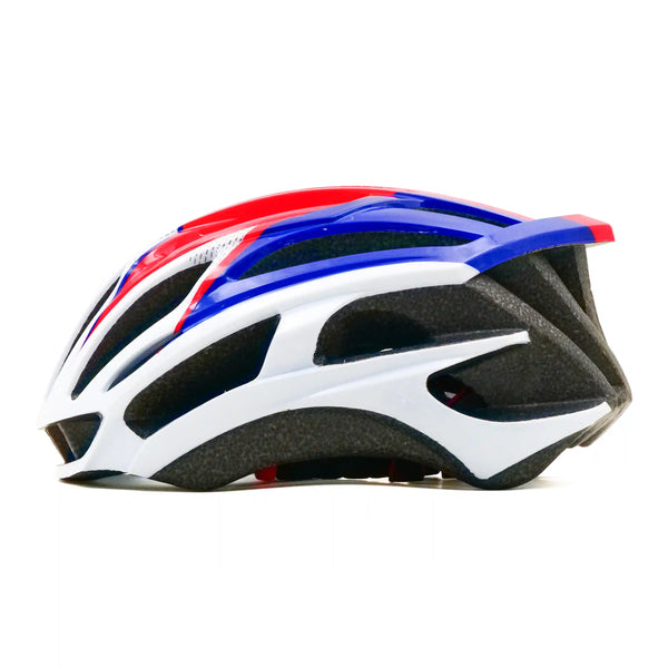 casque cycling helmet white red blue left side view